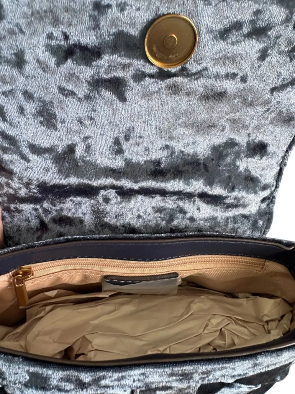 Sam Edelman Quilted Navy Velvet Satchel with Crystal Buckle